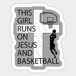 Women's Girl's Basketball Christian Jesus and Basketball Cross In Jesus Name Sticker